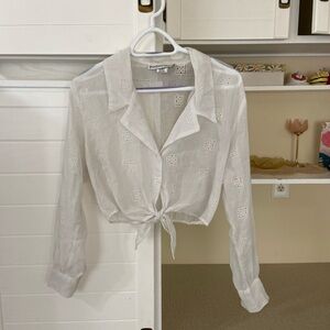 Vintage White Crop Blouse